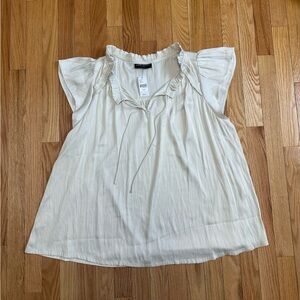 Lane Bryant Ivory Ruffle Sleeve Blouse